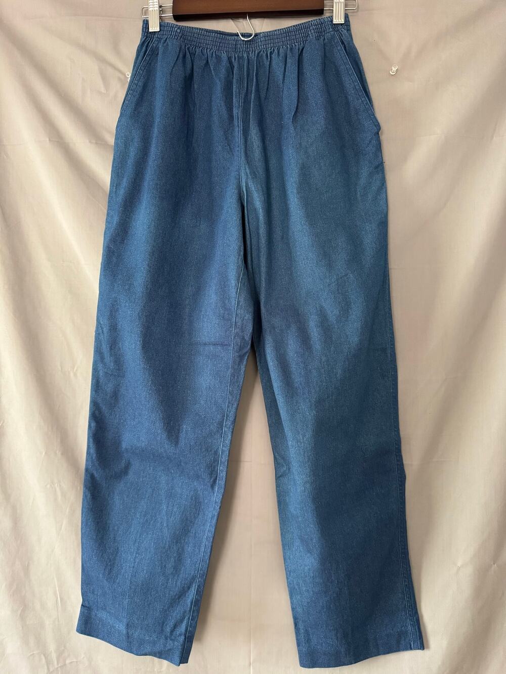 Alfred Dunner Womens Petite Pull-On Denim Pants Elastic Waist Wide Leg, Size 10P